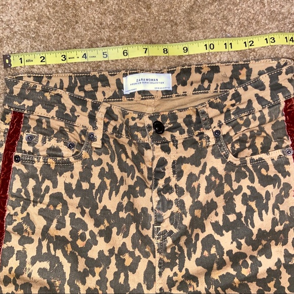 ZARA leopard print skinny jeans burgundy striped - Picture 10 of 11